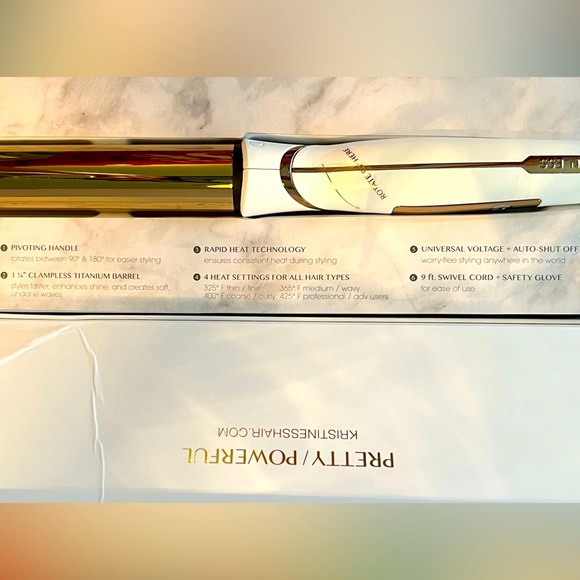 CURLING IRON KRISTIN ESS WAND HAIR TOOL SOFT WAVE 1 1/4” DIGITAL NEW GOLD PIVOTI - Picture 9 of 13